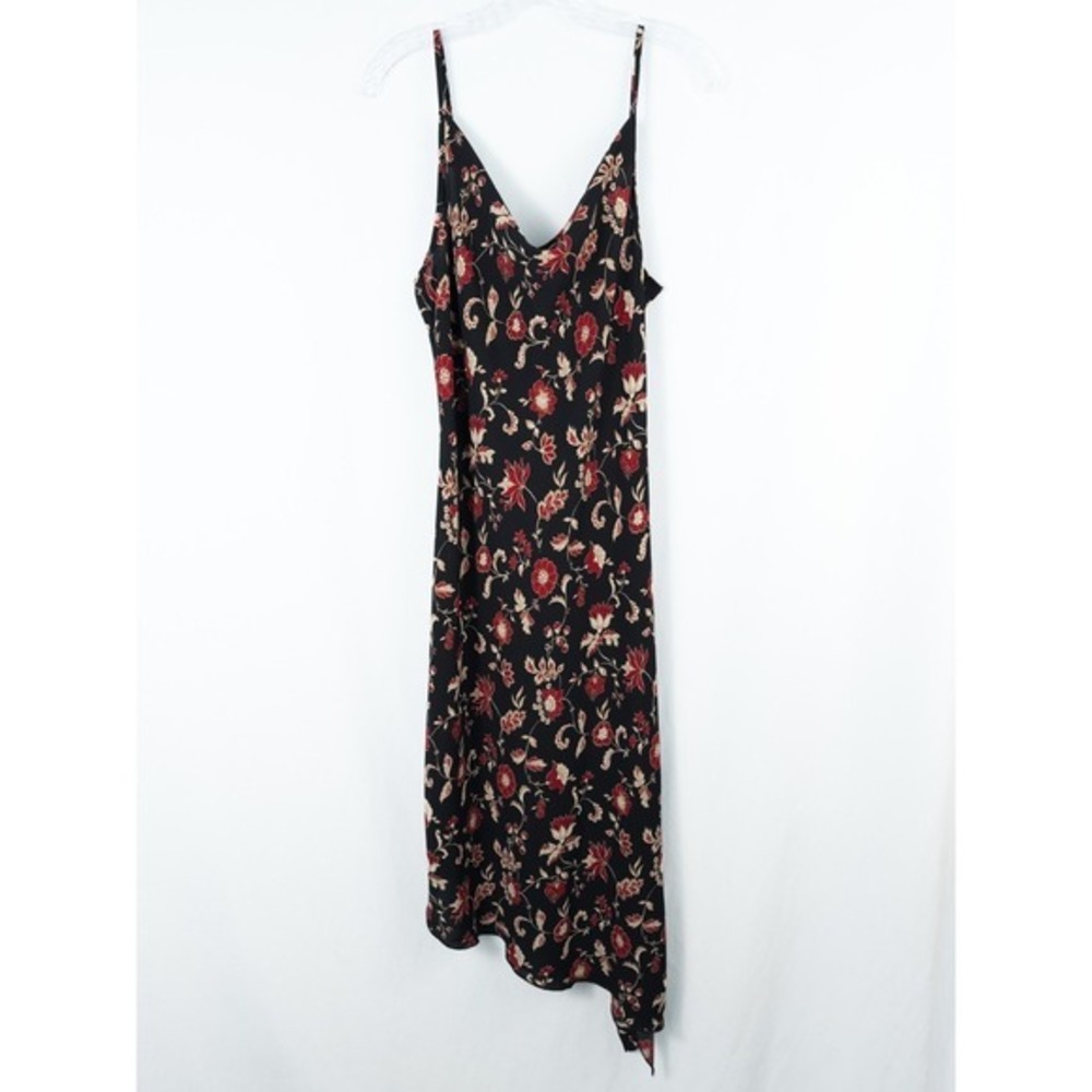 Vintage Y2K Floral Cowl Neck Asymmetric Midi Dress 11/12 Fairy Grunge Whimsigoth